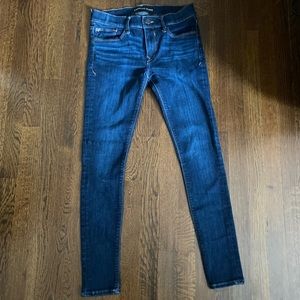 Express Mid Rise Dark Wash Skinny Jean Leggings 0